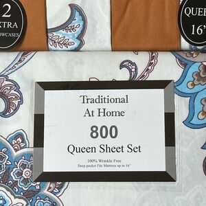 Transitional at Home 6pc Queen Sheet Set Blue Paisley Print